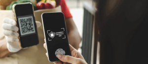 login-customer-hand-using-digital-mobile-phone-scan-qr-code-paying-buy-fresh-food-set-bag-from-food-delivery-service-man-express-delivery-digital-payment-technology-fast-food-delivery-concept